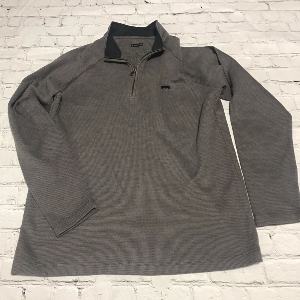 Levi’s Quarter-Zip Waffle Knit Long Sleeve Gray L